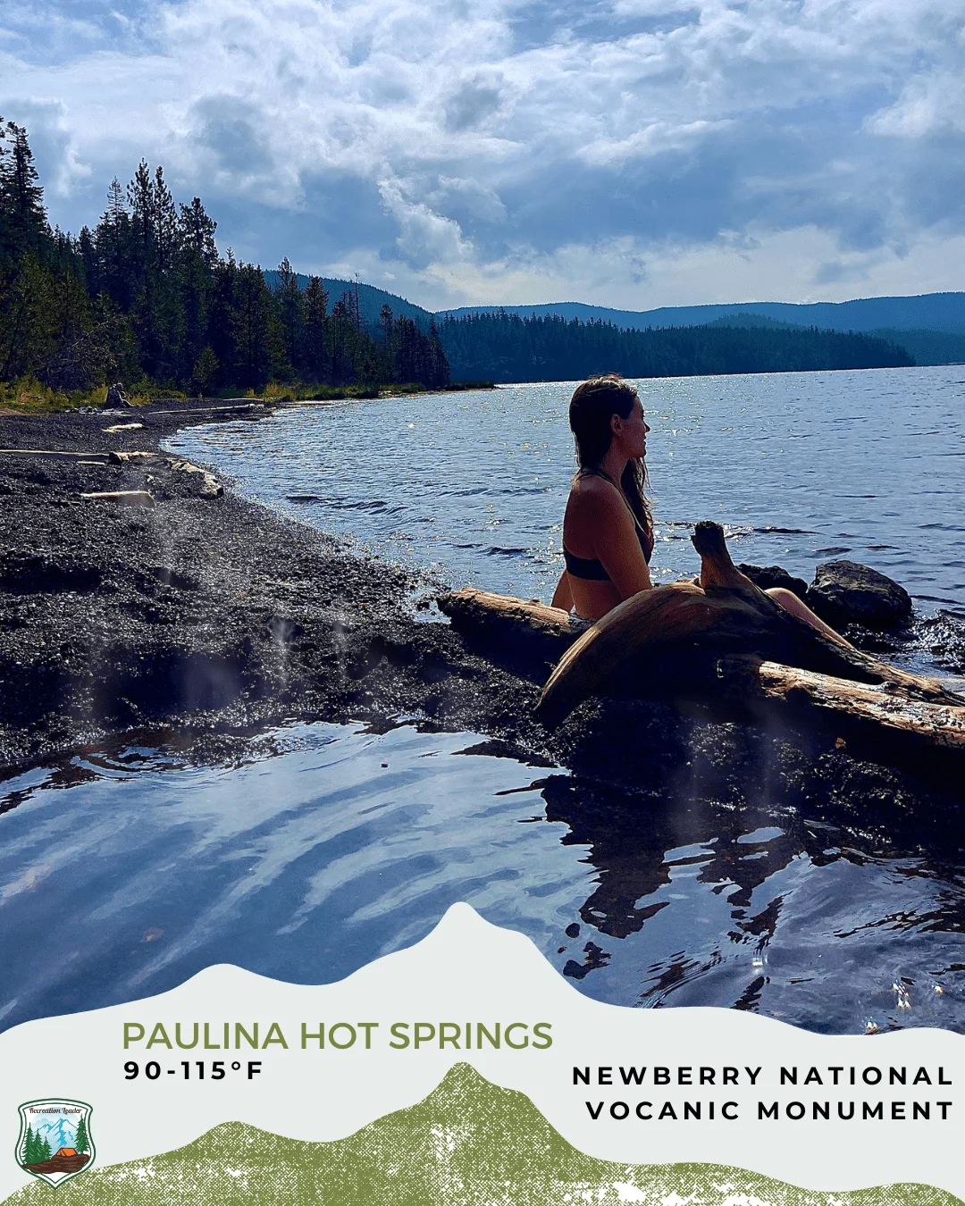 Published photograph from How to Hike to Paulina Lake Hot Springs, Newberry National Volcanic Monument.