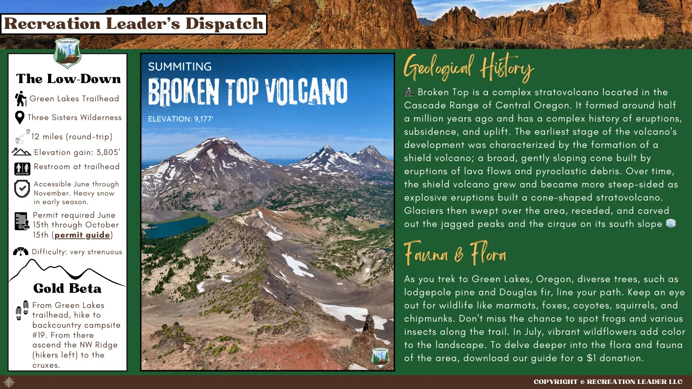 Published photograph from How to Summit Broken Top Volcano, Three Sisters Wilderness.