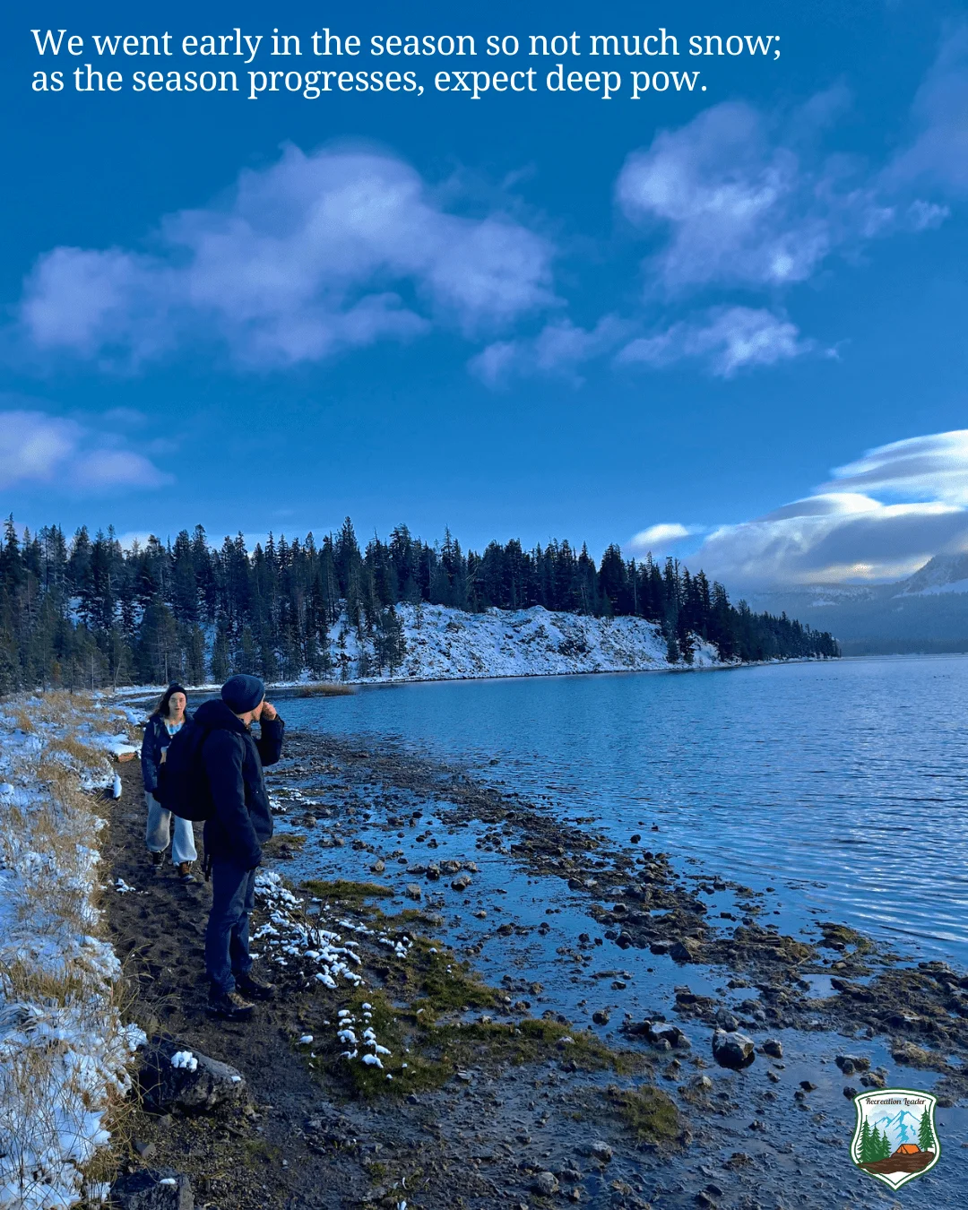 Published photograph from How to Access Paulina Lake Hot Springs in the Winter, Newberry National Volcanic Monument.